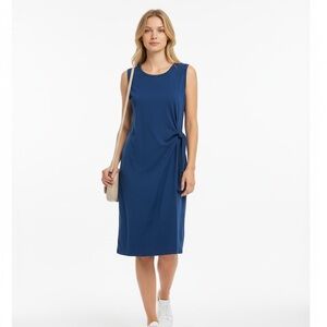 Everyday California Blue Sleeveless Tie Side Stretchy Cotton Blend Dress Size M